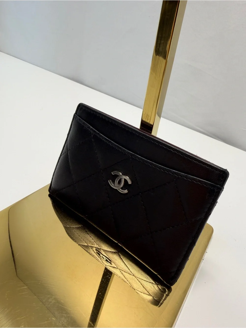 Chanel Black Quilted Caviar Card Holder Silver Hardware, 2026